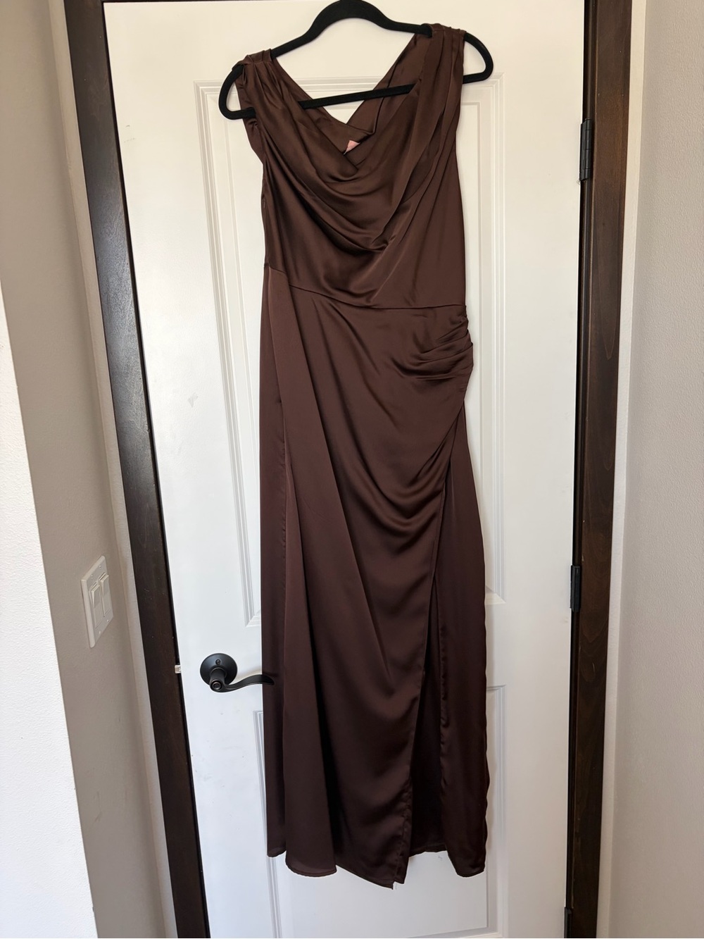Show Me Your MuMu Brown Jodie Dress in chocolate luxe satin